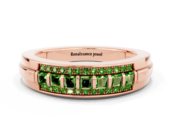 Rose gold Channel-Set Princess Cut Diamond Pavé Band