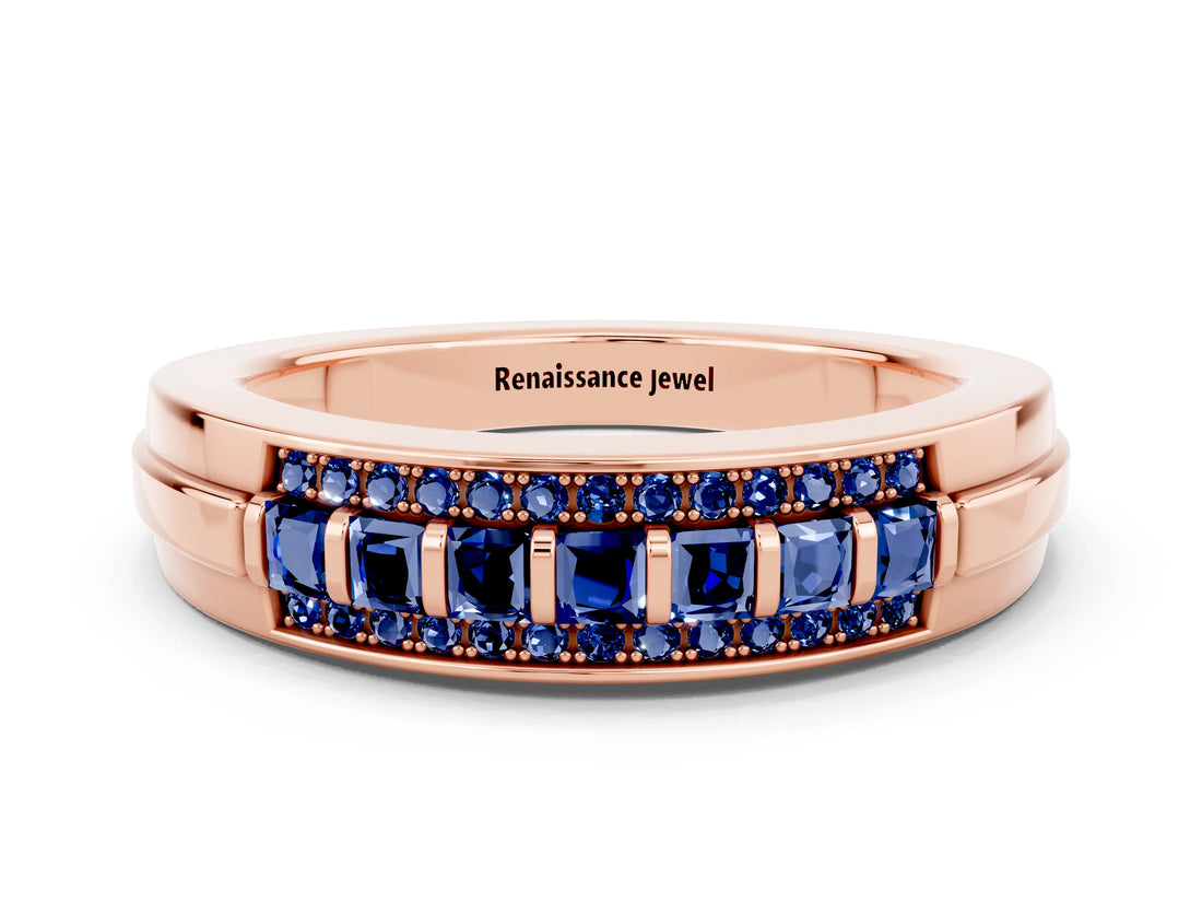 Rose gold Channel-Set Princess Cut Diamond Pavé Band_30