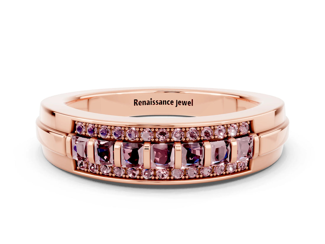 Rose gold Channel-Set Princess Cut Diamond Pavé Band_30