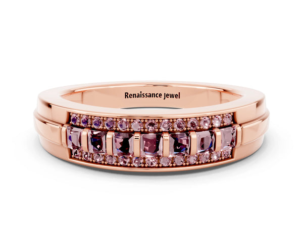 Rose gold Channel-Set Princess Cut Diamond Pavé Band