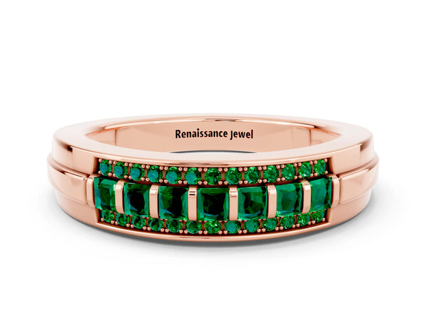 Rose gold Channel-Set Princess Cut Diamond Pavé Band