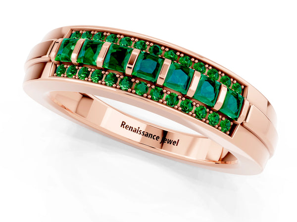 Rose gold Channel-Set Princess Cut Diamond Pavé Band