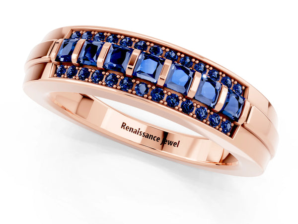 Rose gold Channel-Set Princess Cut Diamond Pavé Band