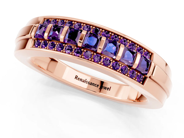 Rose gold Channel-Set Princess Cut Diamond Pavé Band