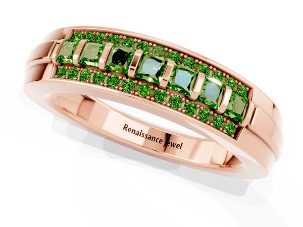 Rose gold Channel-Set Princess Cut Diamond Pavé Band