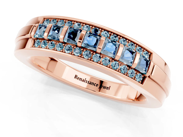 Rose gold Channel-Set Princess Cut Diamond Pavé Band