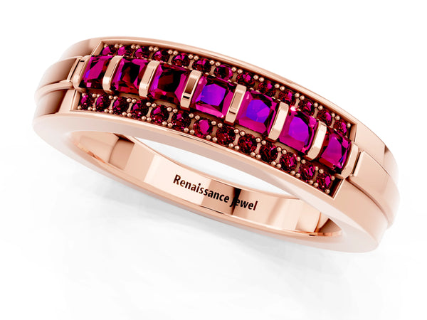 Rose gold Channel-Set Princess Cut Diamond Pavé Band