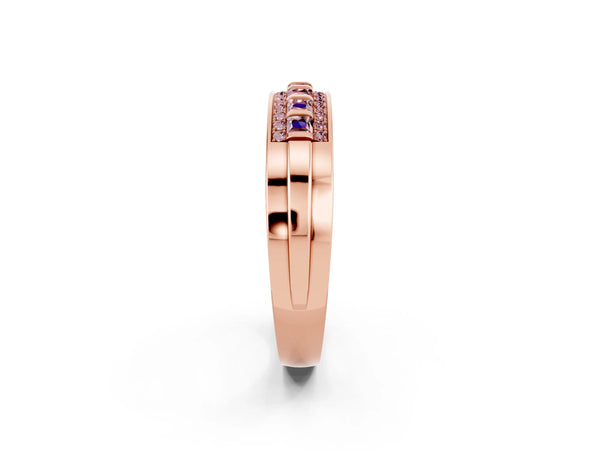 Rose gold Channel-Set Princess Cut Diamond Pavé Band