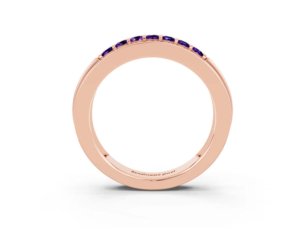 Rose gold Channel-Set Princess Cut Diamond Pavé Band