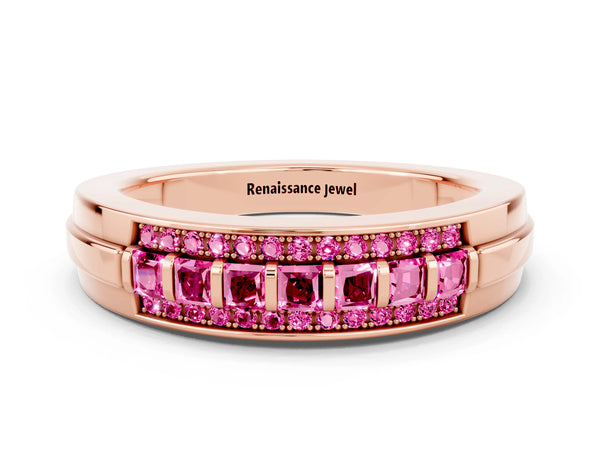 Rose gold Channel-Set Princess Cut Diamond Pavé Band