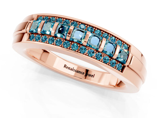 Rose gold Channel-Set Princess Cut Diamond Pavé Band