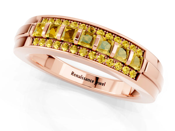 Rose gold Channel-Set Princess Cut Diamond Pavé Band