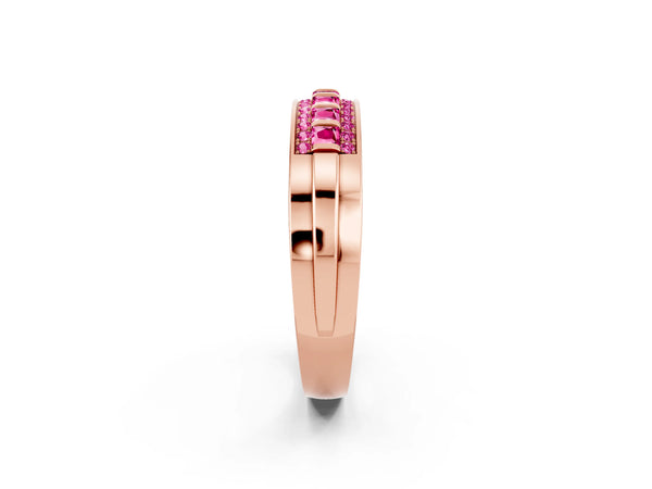 Rose gold Channel-Set Princess Cut Diamond Pavé Band