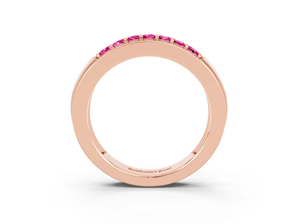 Rose gold Channel-Set Princess Cut Diamond Pavé Band