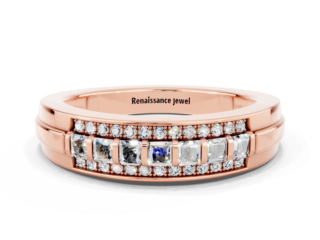 Rose gold Channel-Set Princess Cut Diamond Pavé Band_47