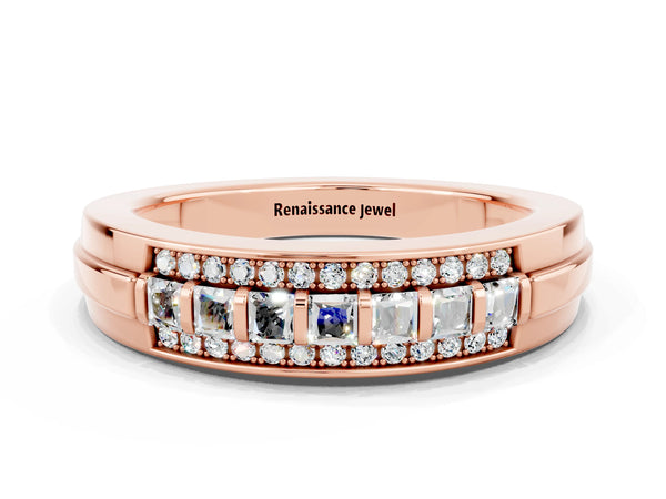 Rose gold Channel-Set Princess Cut Diamond Pavé Band