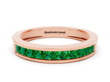 Rose gold Channel Set Princess Cut Emerald Eternity Band_24