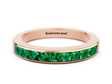 Rose gold Channel Set Princess Cut Emerald Eternity Band_6