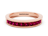 Rose gold Channel Set Princess Cut Garnet Eternity Band_36