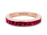 Rose gold Channel Set Princess Cut Garnet Eternity Band_6