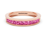 Rose gold Channel Set Princess Cut Pink Sapphire Eternity Band_48