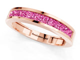 Rose gold Channel Set Princess Cut Pink Sapphire Eternity Band_49