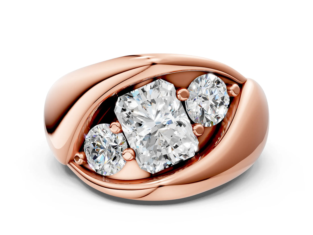 Rose gold Channel Set Radiant Diamond Crossover Band_6