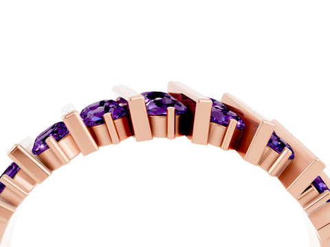 Rose gold Channel Set Round Amethyst Anniversary Band with Vertical Prongs_10