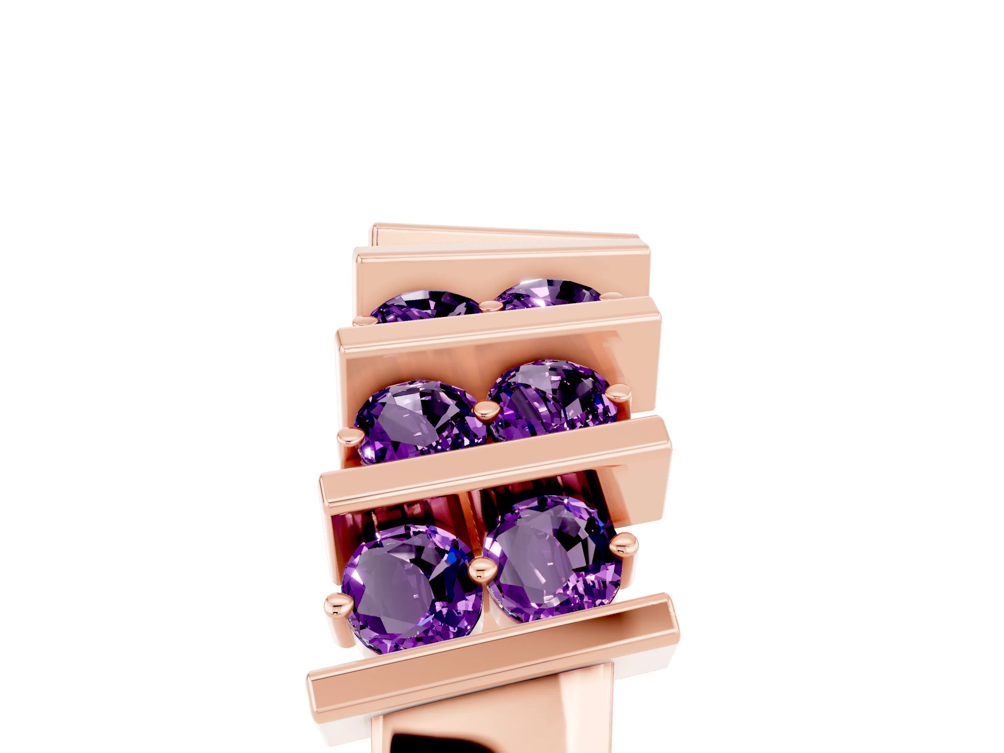 Rose gold Channel Set Round Amethyst Anniversary Band with Vertical Prongs_11
