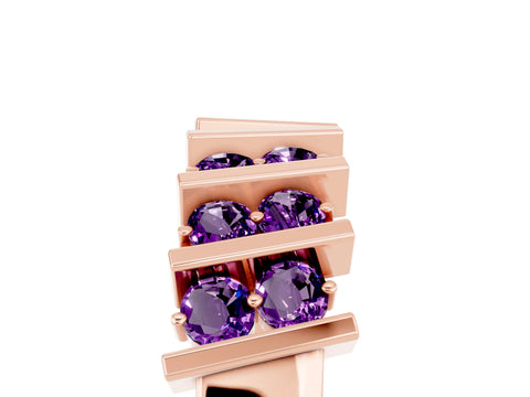 Rose gold Channel Set Round Amethyst Anniversary Band with Vertical Prongs_11