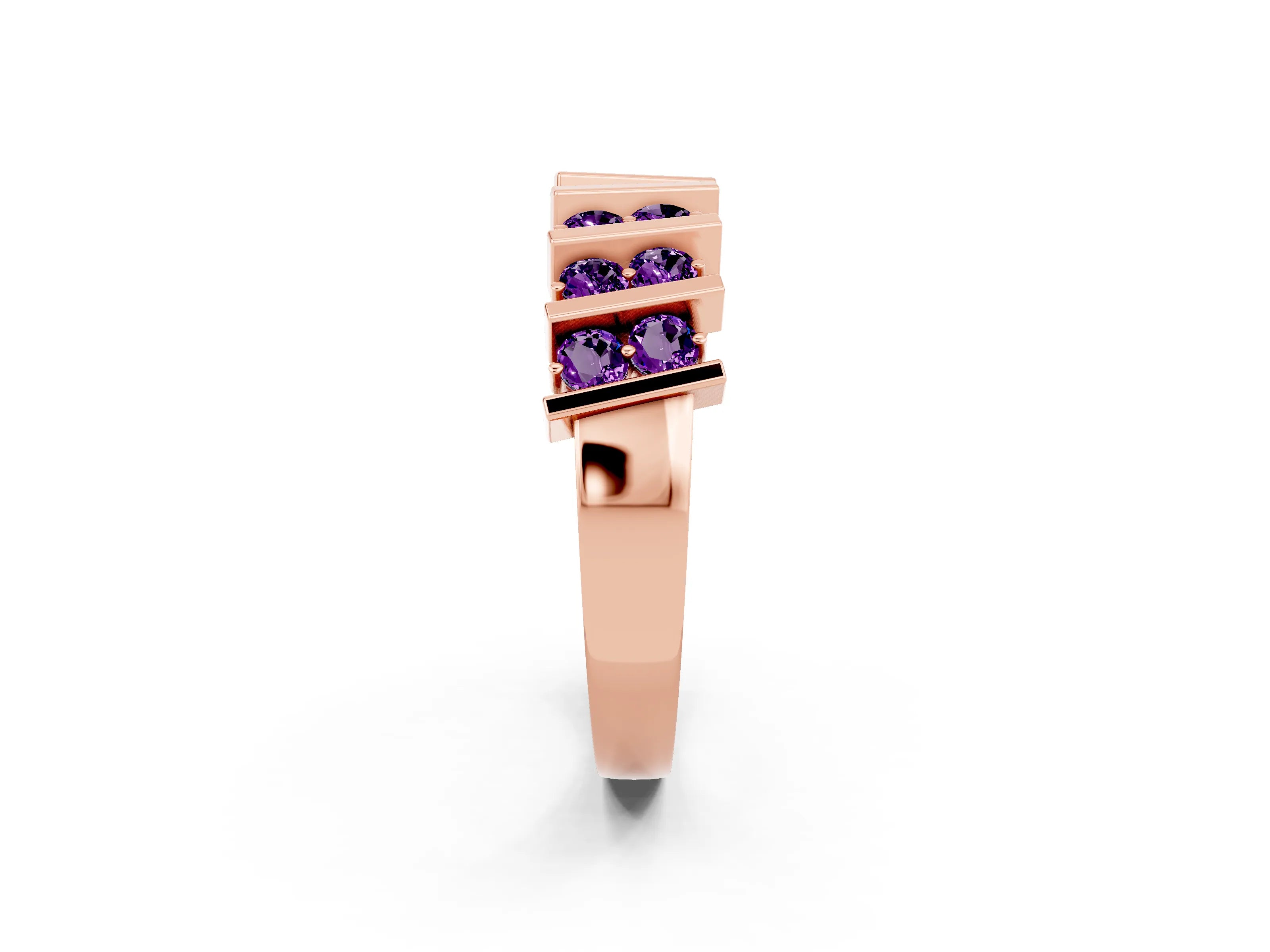 Rose gold Channel Set Round Amethyst Anniversary Band with Vertical Prongs_8