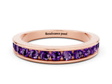 Rose gold Channel Set Round Amethyst Eternity Band_6