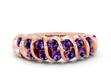 Rose gold Channel Set Round Amethyst Multi-Row Band_6