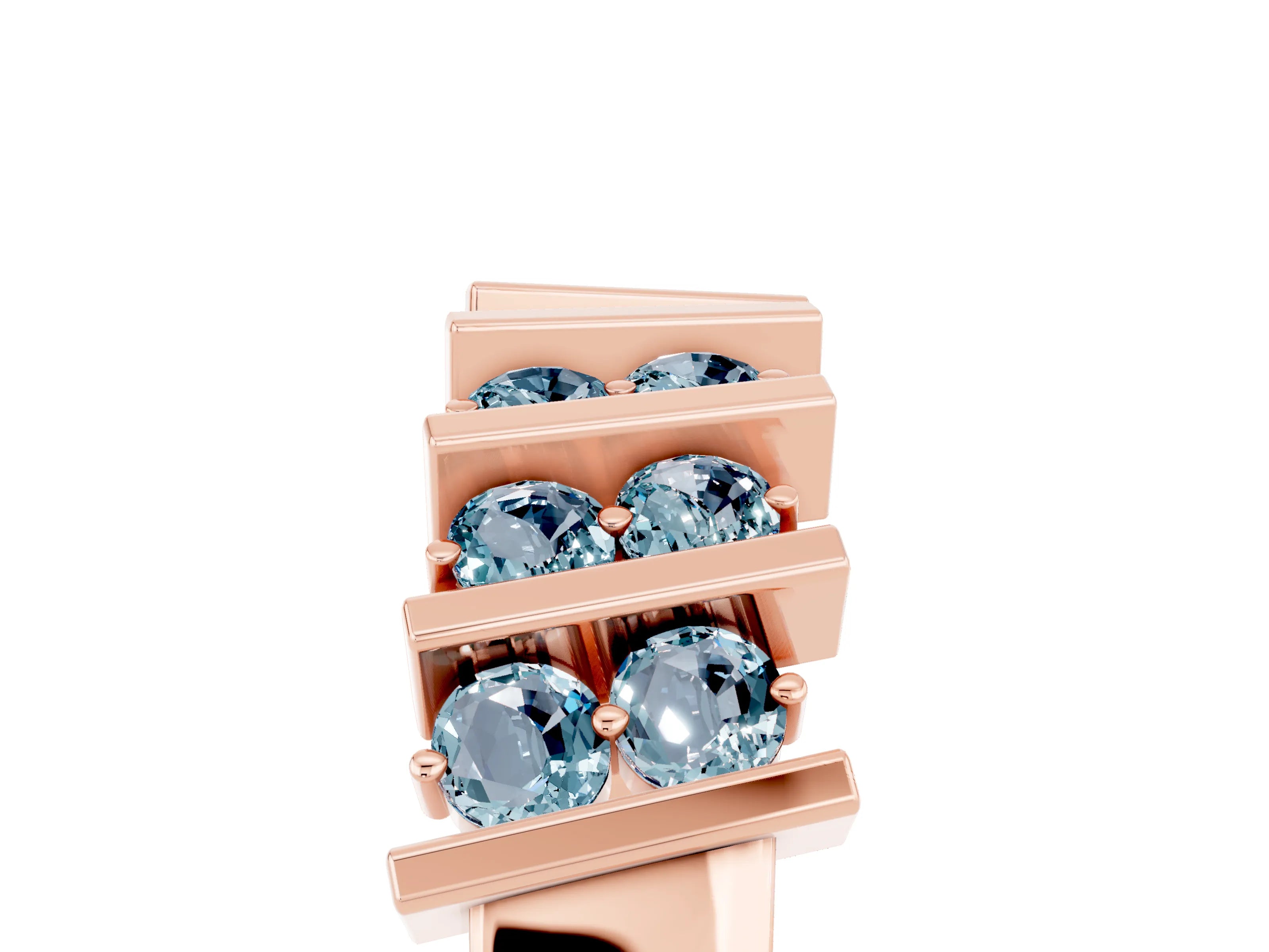 Rose gold Channel Set Round Aquamarine Anniversary Band with Vertical Prongs_11