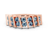 Rose gold Channel Set Round Aquamarine Anniversary Band with Vertical Prongs_6