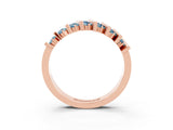 Rose gold Channel Set Round Aquamarine Anniversary Band with Vertical Prongs_9