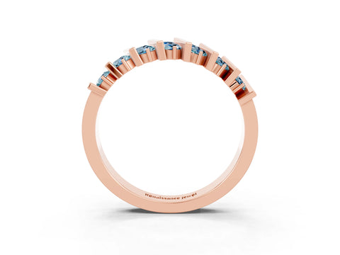 Rose gold Channel Set Round Aquamarine Anniversary Band with Vertical Prongs_9
