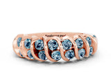 Rose gold Channel Set Round Aquamarine Multi-Row Band_6
