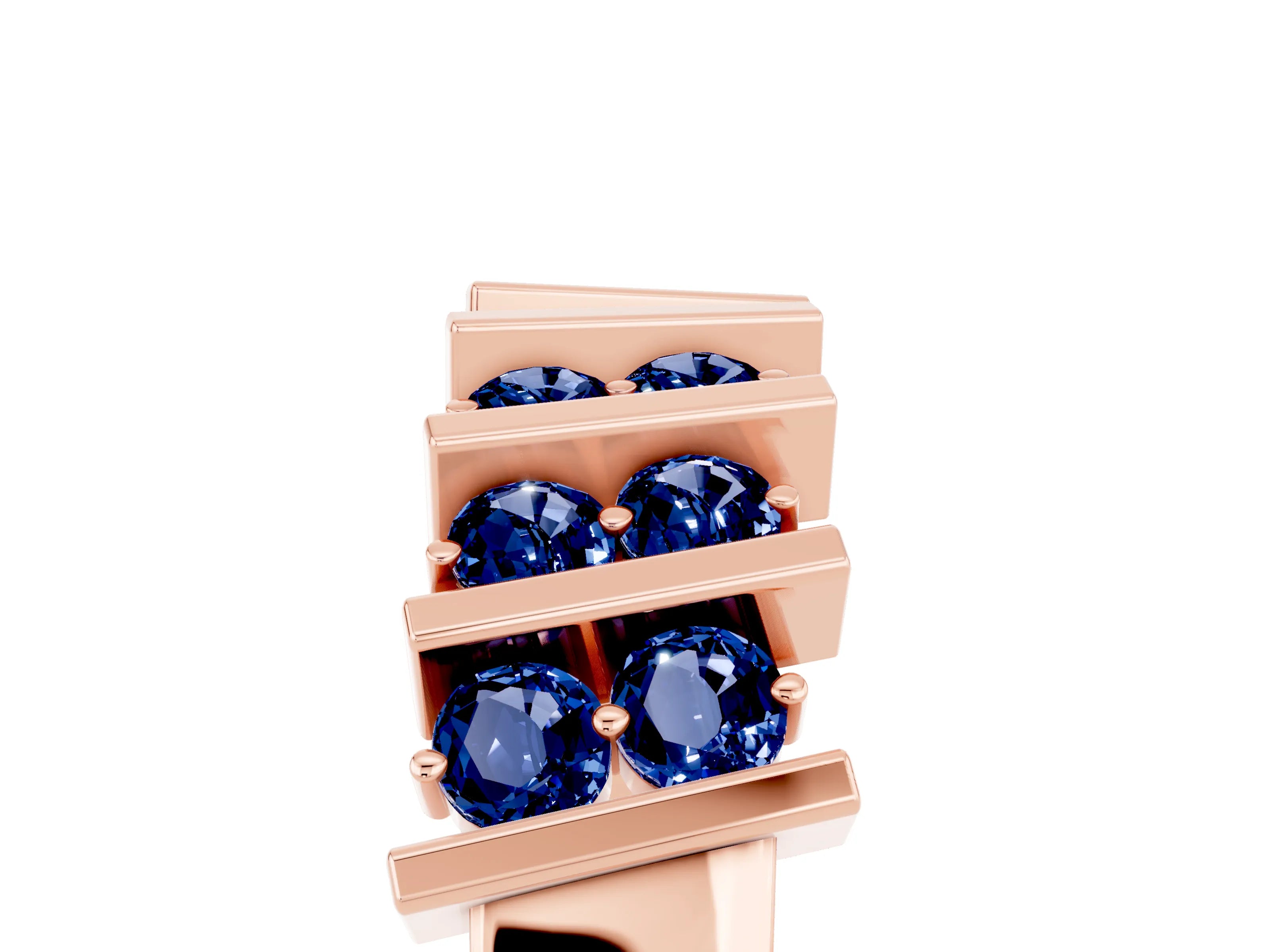 Rose gold Channel Set Round Blue Sapphire Anniversary Band with Vertical Prongs_11