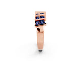 Rose gold Channel Set Round Blue Sapphire Anniversary Band with Vertical Prongs_8