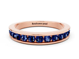 Rose gold Channel Set Round Blue Sapphire Eternity Band_6