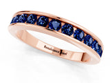 Rose gold Channel Set Round Blue Sapphire Eternity Band_7