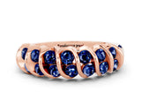 Rose gold Channel Set Round Blue Sapphire Multi-Row Band_6
