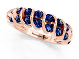 Rose gold Channel Set Round Blue Sapphire Multi-Row Band_7