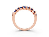 Rose gold Channel Set Round Blue Sapphire Multi-Row Band_9