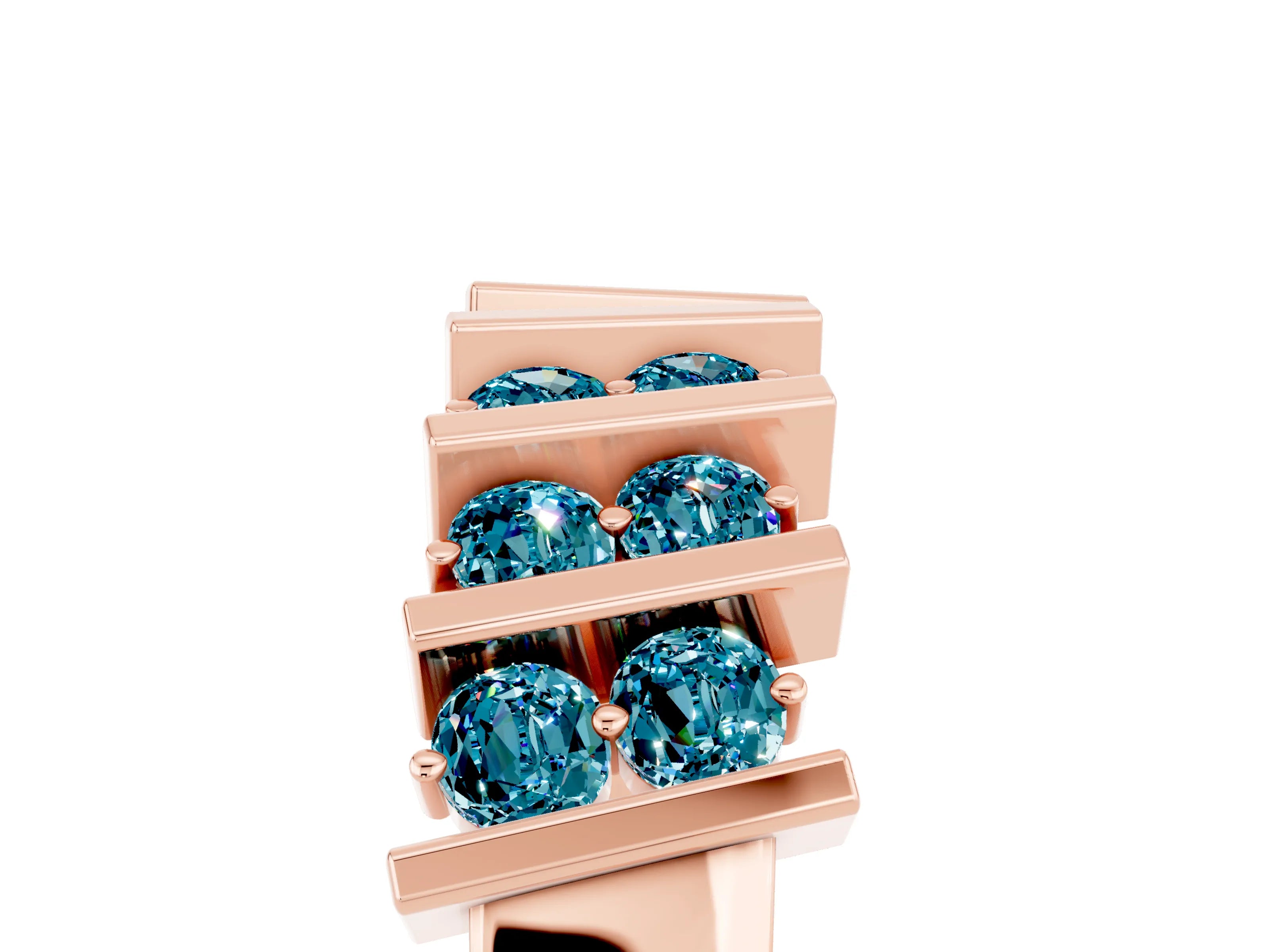 Rose gold Channel Set Round Blue Topaz Anniversary Band with Vertical Prongs_11