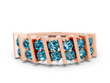 Rose gold Channel Set Round Blue Topaz Anniversary Band with Vertical Prongs_6