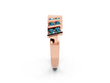 Rose gold Channel Set Round Blue Topaz Anniversary Band with Vertical Prongs_8