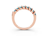 Rose gold Channel Set Round Blue Topaz Multi-Row Band_9