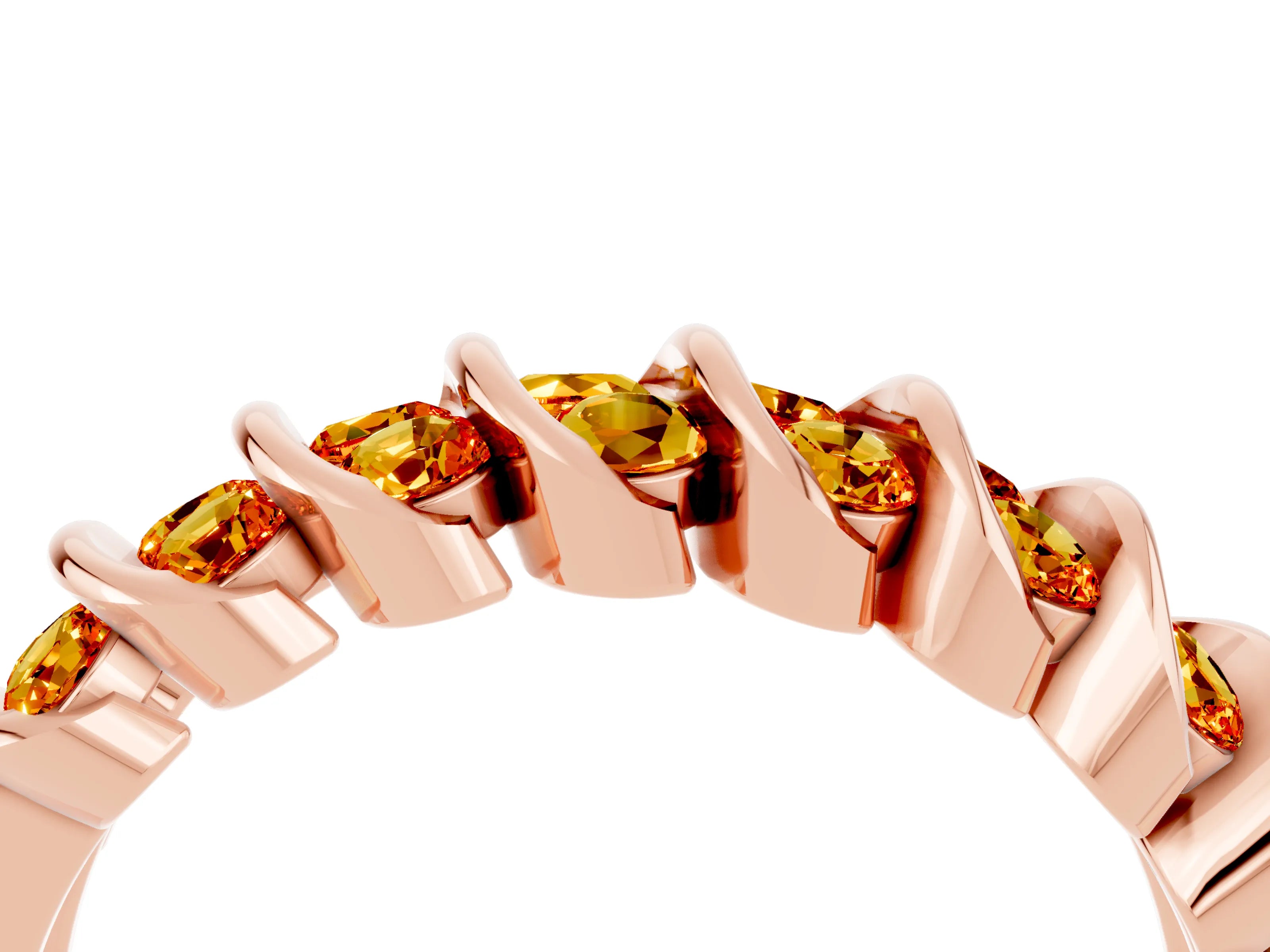 Rose gold Channel Set Round Citrine Multi-Row Band_10